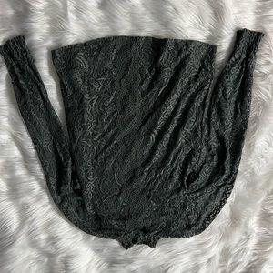 Green lace mock neck